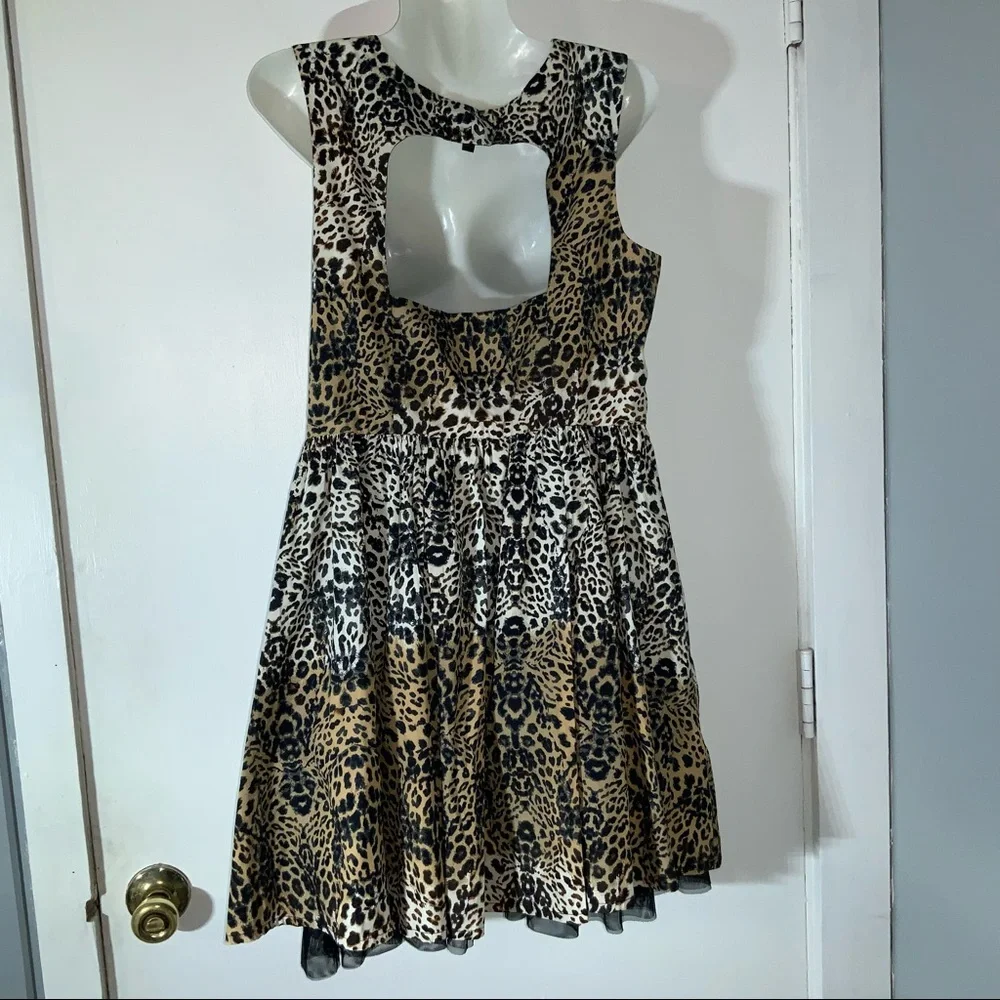 Leopard Print Fit Flare Summer Dress 11/12 Cutout back Jessica Simpson - Picture 8 of 13